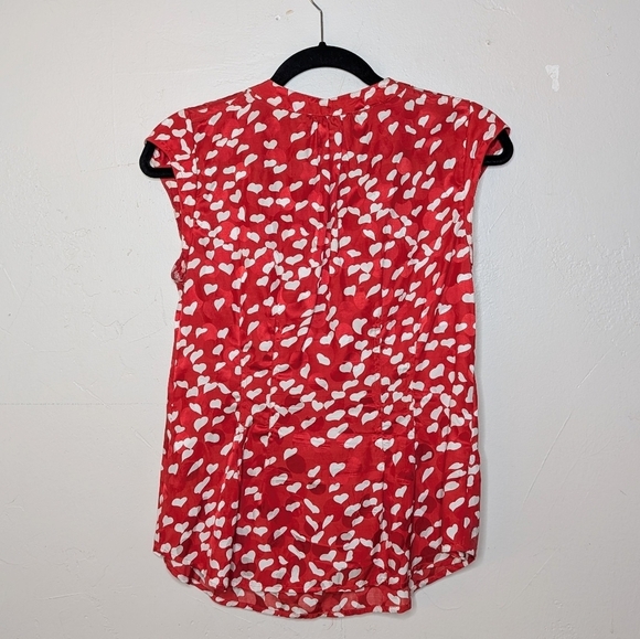 Marc By Marc Jacobs Flock Of Hearts Red And White Top Size 8 - Picture 3 of 8